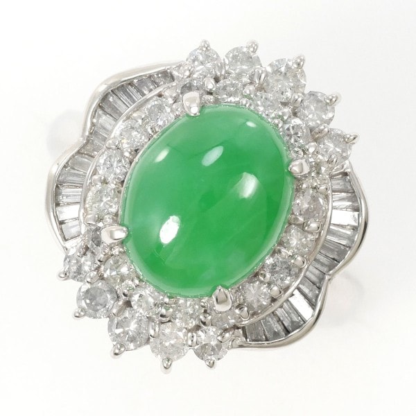 PT900 プラチナ リング 12号 ヒスイ 1.428 ダイヤ 1.180 カード鑑別書 中古