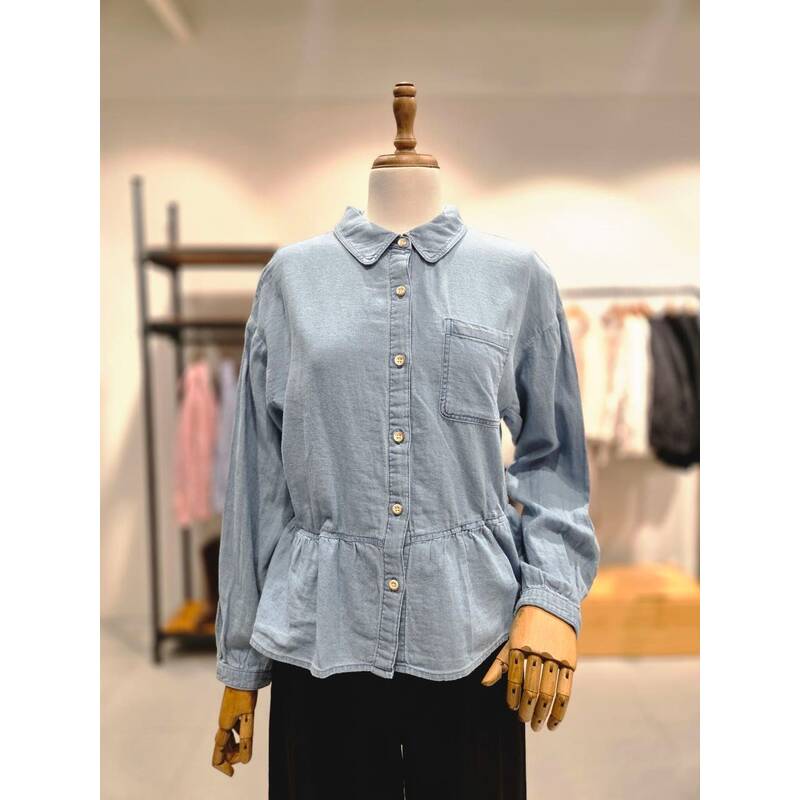 ペプラムデニムブラウス T252MBL147W