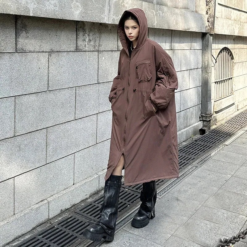 トレンチコート フート付き ロングジャケット レディース アウター おしゃれ 個性的なデザイン メガ割