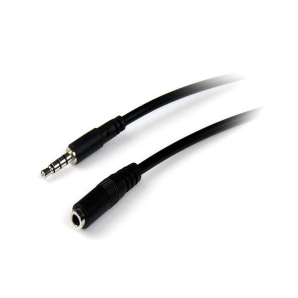 (まとめ)StarTech.com 3.5mm4極TRRSステレオミニプラグ延長ケーブル 2m オス/メス ブラック MUHSMF2M 1本 5セット
