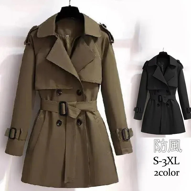 HOT!!!トレンチコートレディーススプリングコートミディアム丈アウター羽織ゆったり着痩せ防風トップス通勤春秋高級感エレガントおしゃれ
