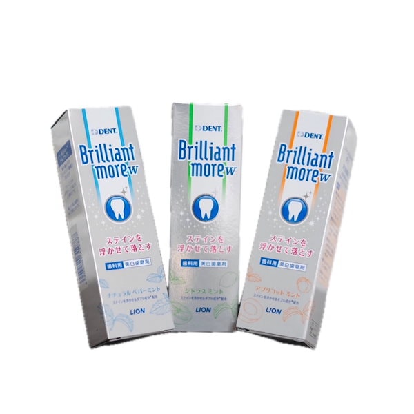 ブリリアントモア　アプリコットミント　4本セット サンプル12本付 ライオン ブリリアントモア W アプリコットミント 90g × 7本 ＋ サンプル 20g × 12本 セット 美白 歯磨剤  ステイン除去 ハミガキ Brillant more w LION 歯磨き 歯磨き粉 はみがき 歯 ホワイトニング 自宅 おすすめ |