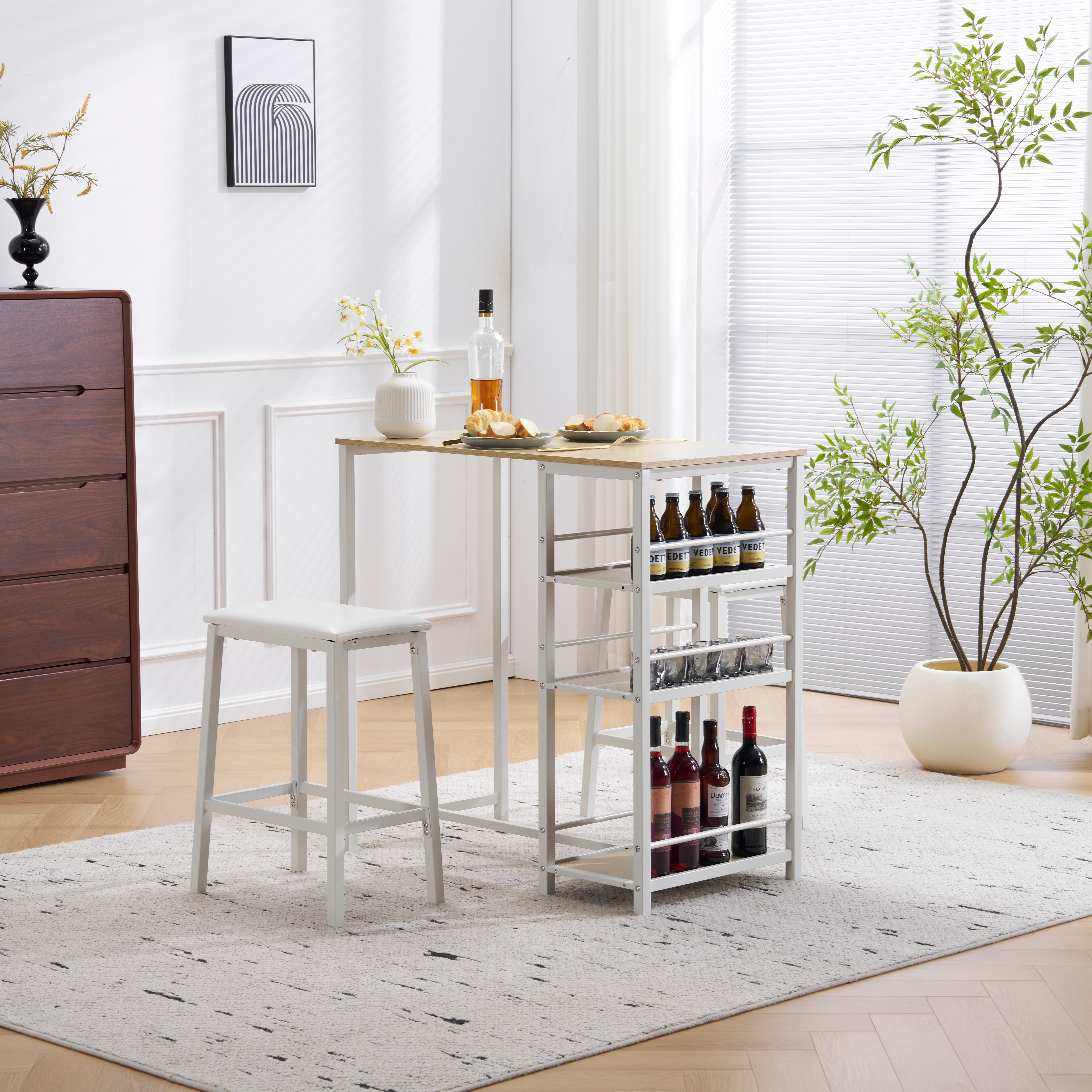 【国内発送】982【ナチュラル】カウンター3点セット ダイニング3点セット カウンターテーブル 2人用 2人掛け 無垢材 ダイニングテーブル ダイニングテーブルセット ダイニングチェア レトロ 食卓