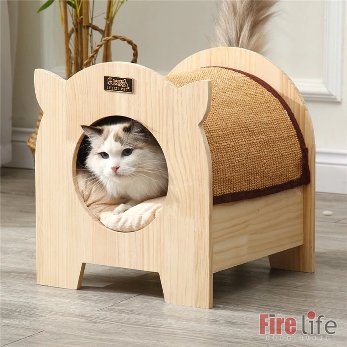 ペットハウス 猫ハウス 木製 キャットハウス 爪とぎ 一体系 爪研 可愛い 猫ちゃんの趣味を満足してやる
