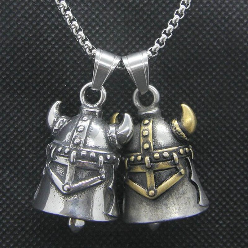 バイキングヘルメットベル316Lステンレスペンダント 1個販売 チャーム 海賊 帽子 兜 鎧 甲冑 角 鐘 鈴 立体 3D サージカルステンレス316L ネックレス パーツ stt00-00-0150
