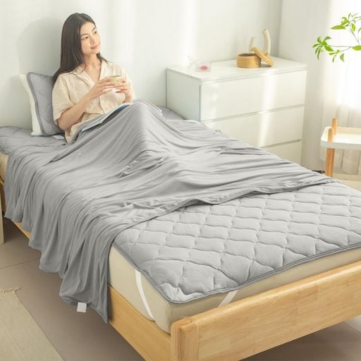 【Q-MAX0.5】夏用 布団セット 冷感 寝具セット3点セットシングル セミダブル ダブル( 敷きパッド キルトケット 枕パッド ) 枕カバー 洗える 抗菌防臭・防ダニ 接触冷感 柔らかい肌触り 夏