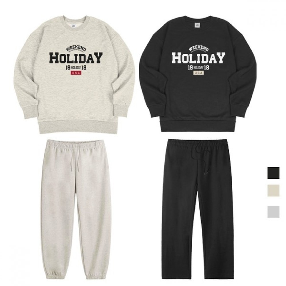 [ポール＆ポール] ホリデー1918ベーシックオーバーフィットスウェットシャツジョガーワイドパンツセット