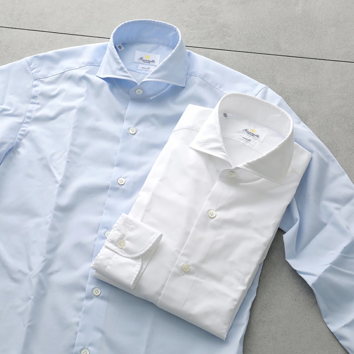 GIANNETTO ジャンネット シャツ VINCI FIT ヴィンチフィット AC600 メンズ コットン カッタウェイ 長袖 無地 カラー2色
