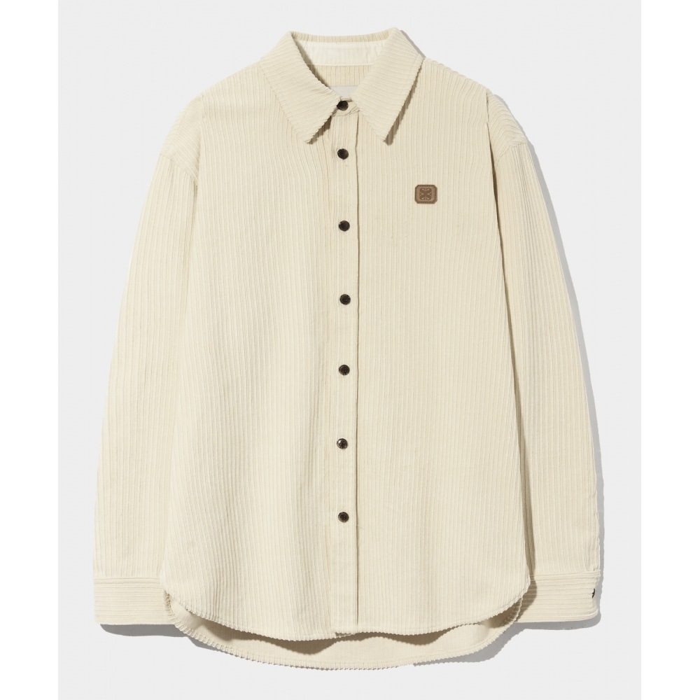 SATURロゴワッペンベーシックコーデュロイシャツリゾートアイボリー
