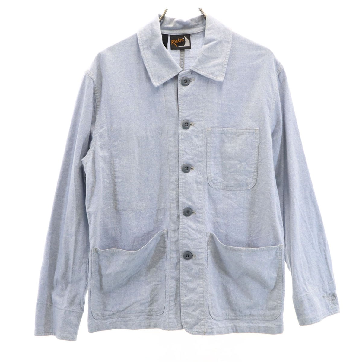 Ys-BORN PRODUCT ワイズ ボーンプロダクト Rokx ロックス リネンブレンド 長袖 シャツ 2 ブルー系 メンズ 古着