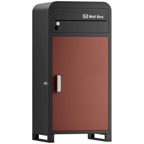 【複数投函可能/ポスト一体型/大容量】 VARNIC 宅配ボックス 組み立て不要 屋外 大容量 宅配BOX 防水・防錆 据え置きベース・マグネットシート付き 郵便受け 盗難防止 両開扉 戸建て用 個人