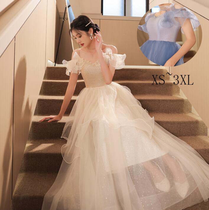 大人気 お嬢様 パーティードレス 結婚式 ロングドレス プリンセスライン 演奏会ドレス 着痩せ ピアノ 発表会 ステージ 衣装 Aラインドレス セクシー 大きいサイズ 大人ドレス 宴会 フェミニン 肩