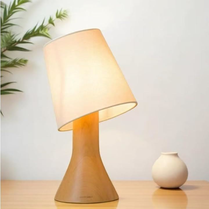 テーブルランプ 間接照明 ドイツ産 ブナ 天然木 木製 調光 LED対応 USB給電式(木目, 高さ 26cm)