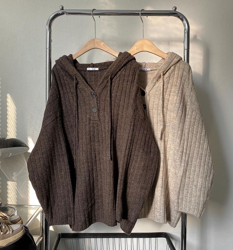 トップス デート モテアイテム ニットソー プルオーバー ざっくりニット 長袖 萌袖 フード付き リブニット 可愛い きれいめ 上品 おしゃれ かっこいい 可愛い ラブリー キュート ガーリー