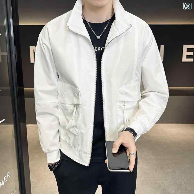 メンズ ファッション ワークジャケット 春秋 カジュアル トップス 軽量 涼しい コート スタンドカラー ジャケット