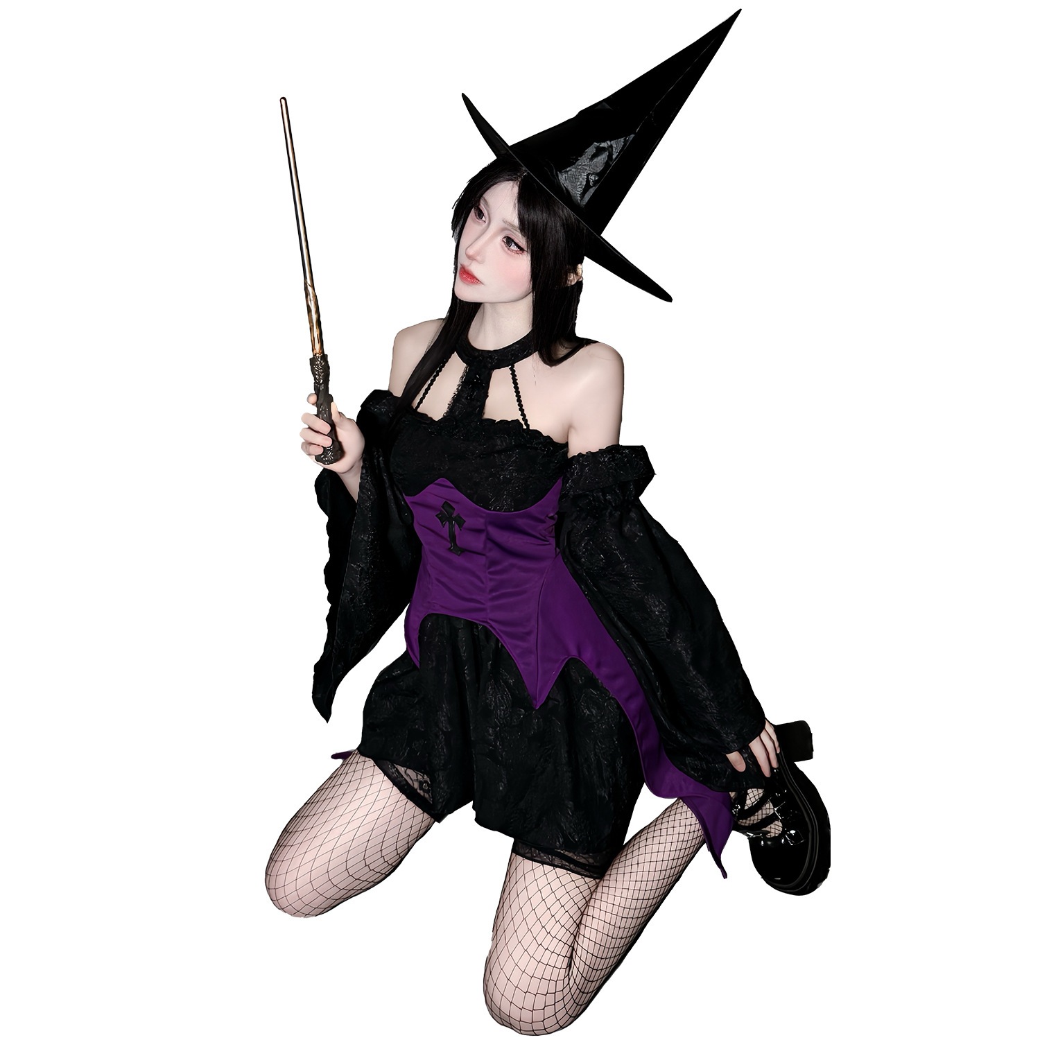 2025ハロウィーン衣装魔法魔女服暗黒ゴシッククロスcos魔女ロールプレイングワンピース