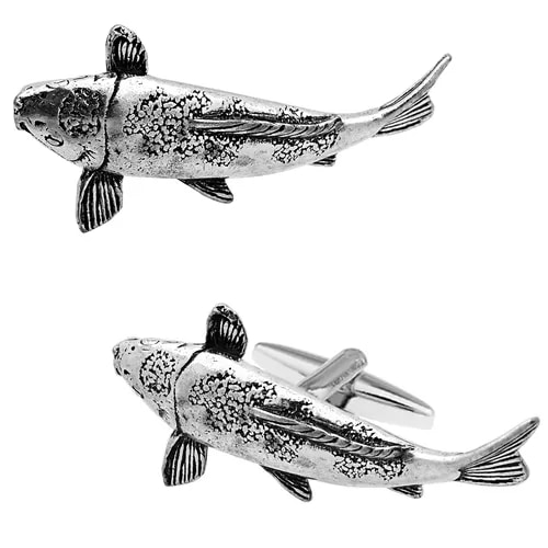 カフスボタン カフス シロメ製 コイ 鯉 カフリンクス メンズアクセサリー