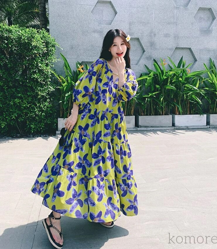 新製品 ロングワンピース ビーチワンピース ロングワンピース レディース 森ガール　可愛い 姫様 ロリータ風ワンピ マキシ丈 学生