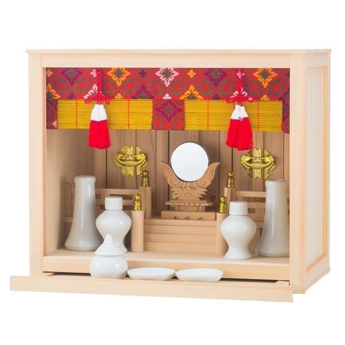 静岡木工 神棚の里 箱宮 神具付き 皐月（さつき）13号 木曽檜（ひのき） 神棚 日本製 モダン 壁掛け シンプル ギフト