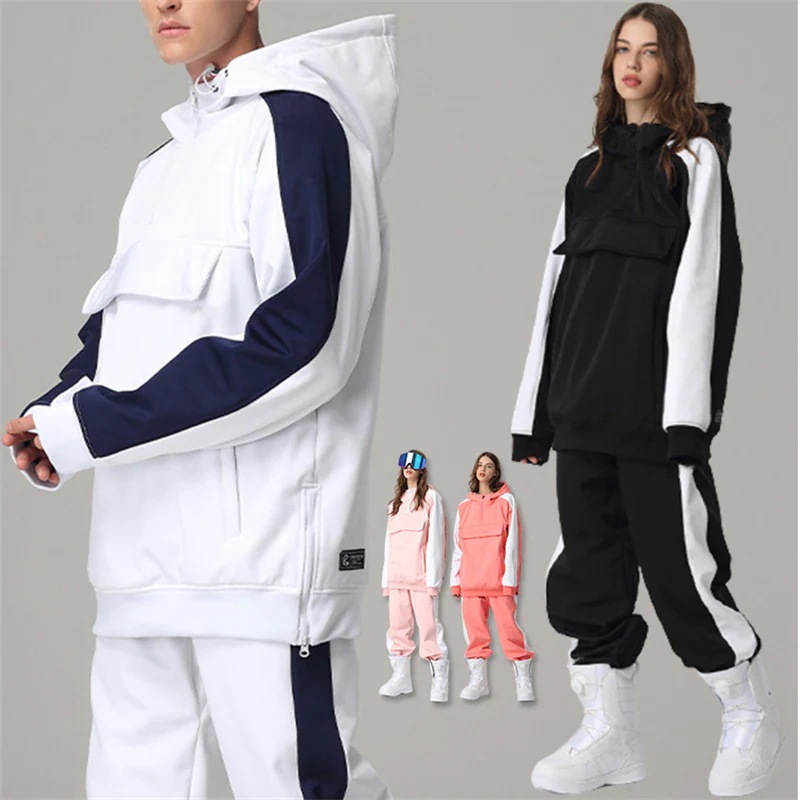 スノーボード ウェア 上下セット メンズ レディース 2022 2023 耐水10000mmH2O スキーウェア パーカー ロングパンツ 韓国風 スノボウェア 半ジップアップパーカー プルオーバー