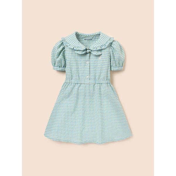[BEANPOLE KIDS] シアサッカー ギンガムチェック ワンピース スカイブルー (BI5471G06Q)