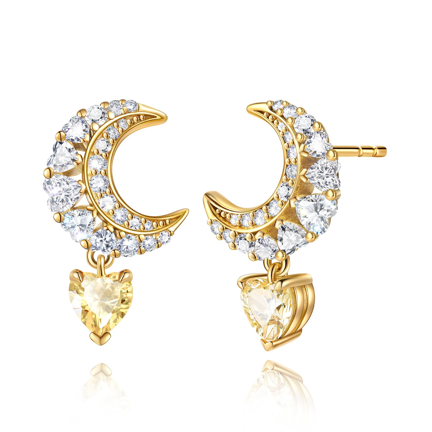 [FANCIME] ピアス レディース 月モチーフ [HEART MOON] 三日月 ムーン ハート ジルコニア 耳飾り 金色 キラキラ かわいい シルバー S925 純銀製 揺れる 彼女 クリスマス 9,600円