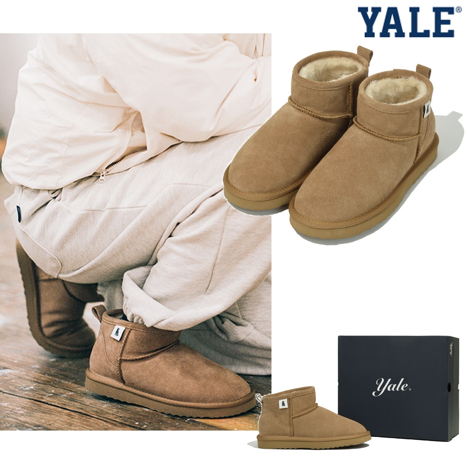YALE23F/W HERITAGE DAN SUEDE MINI BOOTS (ヒール3.5) 冬の靴 韓国人気ファッション