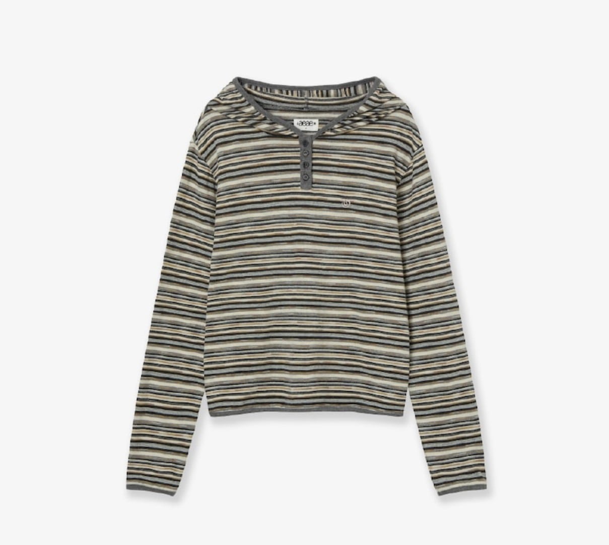 【aeae】 25FW STRIPE KNIT HOODIE : BEIGE
