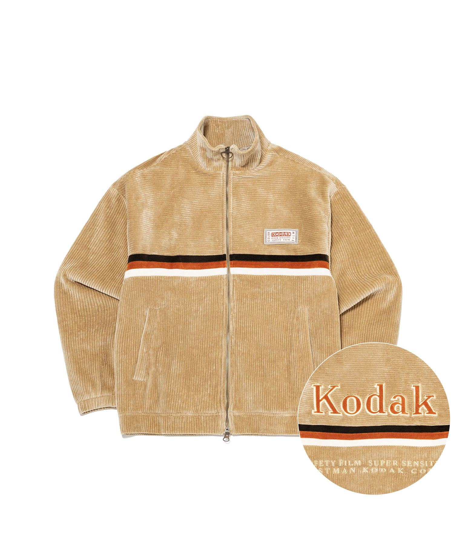 KODAK (LFTN1 キャリー) コダカラーロゴコーデュロイジップアップジャケットベージュ 22,357円