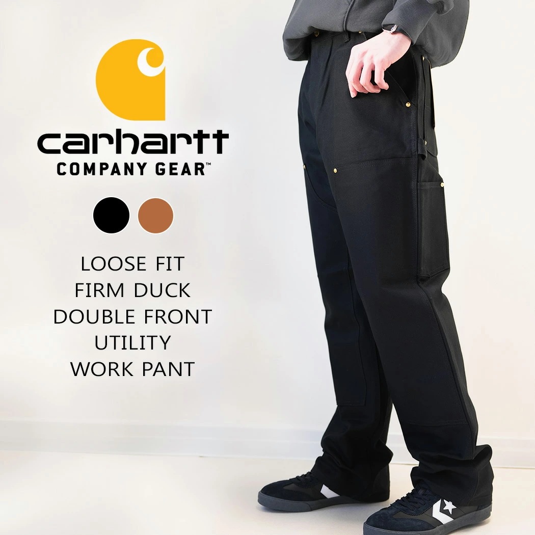 CARHARTT カーハート B01 ダック パンツ LOOSE FIT FIRM DUCK DOUBLE FRONT UTILITY WORK PANT BLACK ( 黒 ブラック ペインター ボ