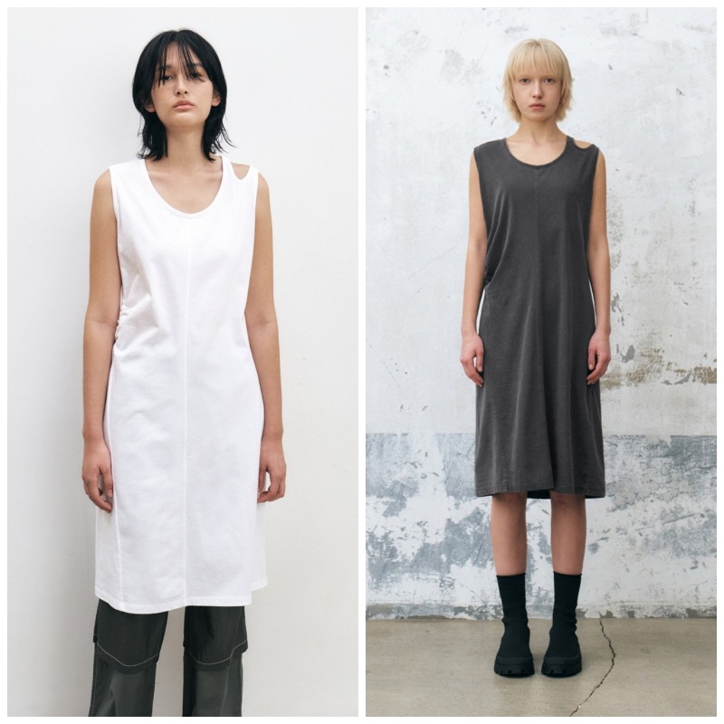 【INSILENCE】 UNBALANCED COTTON DRESS : 2COLORS