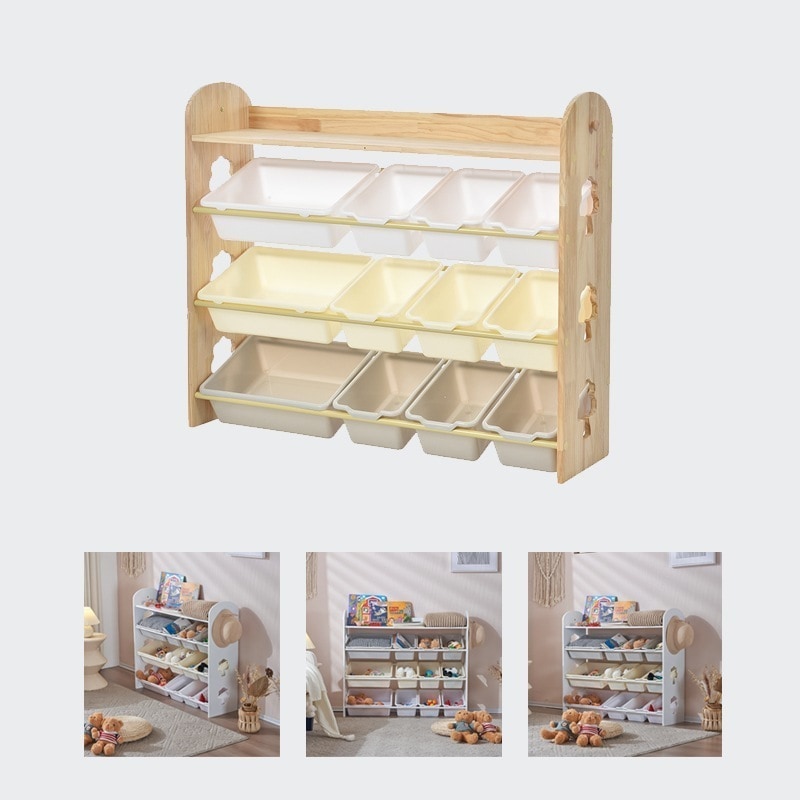 【国内即日発送】おもちゃ収納ラック ラージサイズ 幅103cm 子ども用家具 木製 収納ケース 知育家具 天然木