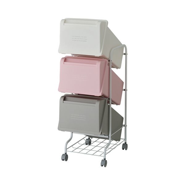 リス 多段式ダストボックス Nコンテナスタイル5 CS5-60 3段 21L／段 ミックス7（ホワイト/ピンク/ミディアムグレー）GCON171 1台
