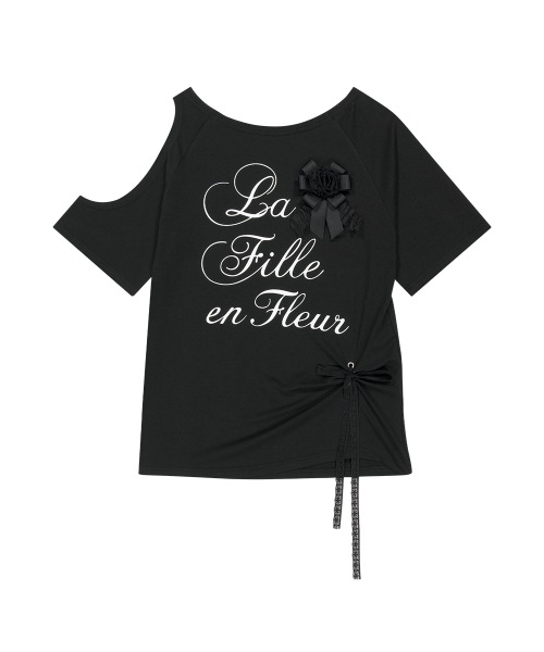 【ILLIGO】 CUT-OUT ROSETTE T-SHIRT WHITE BLACK 正規品