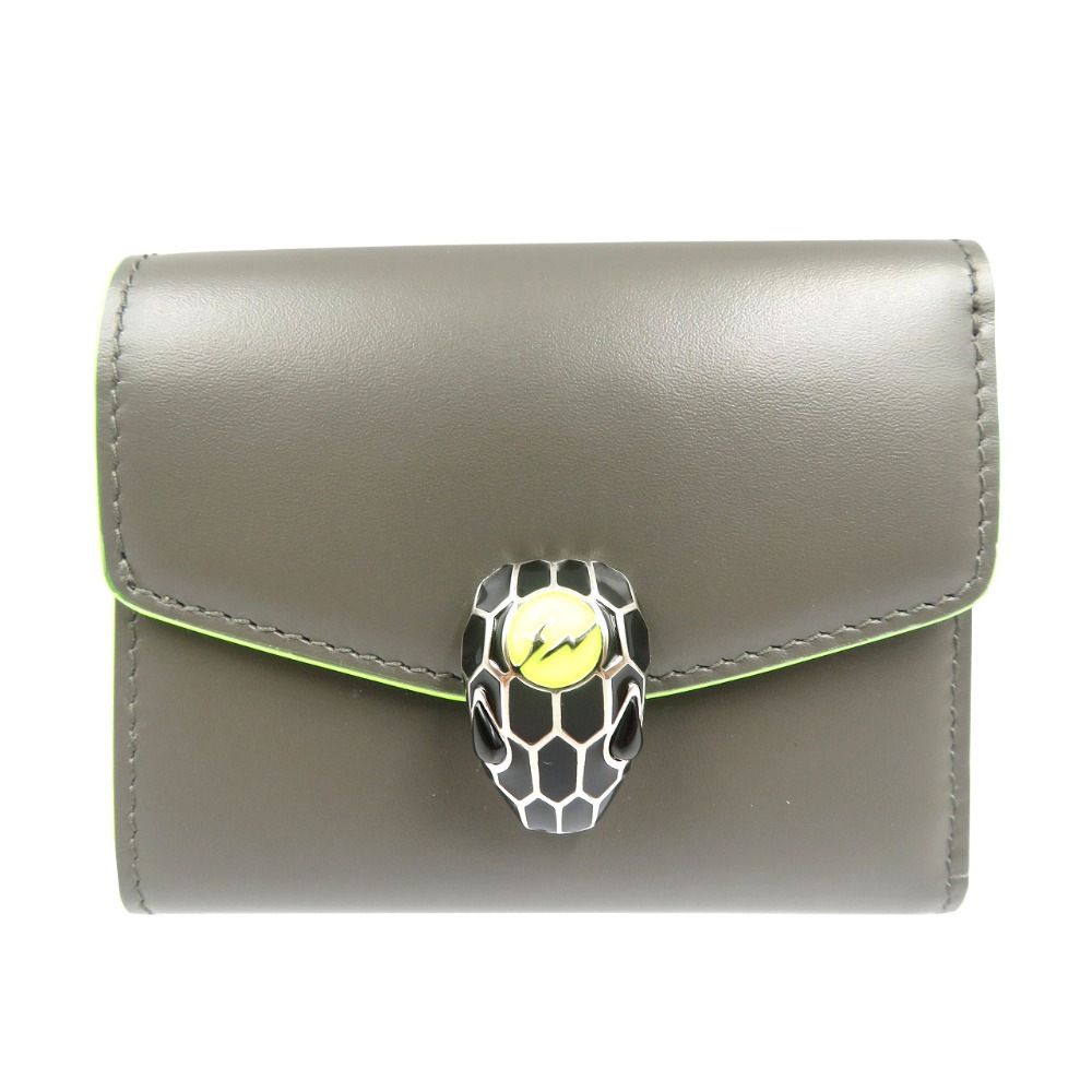 新品同様 セルペティ フラグメント コンパクトウォレット 289532 三つ折り財布 レザー/レザー グレー 1985【中古】 メンズ