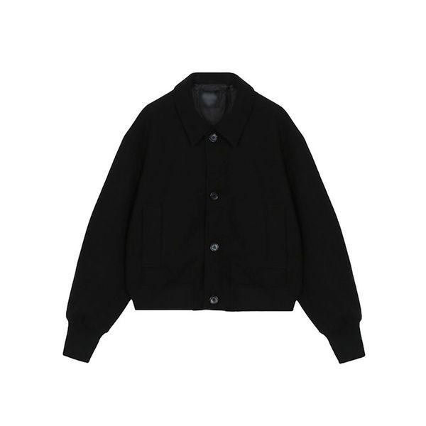 カラネック クロップ ウール起毛 バシティ ボタン ジャケット ジャンパー ミニマル ブルゾン_P408767068