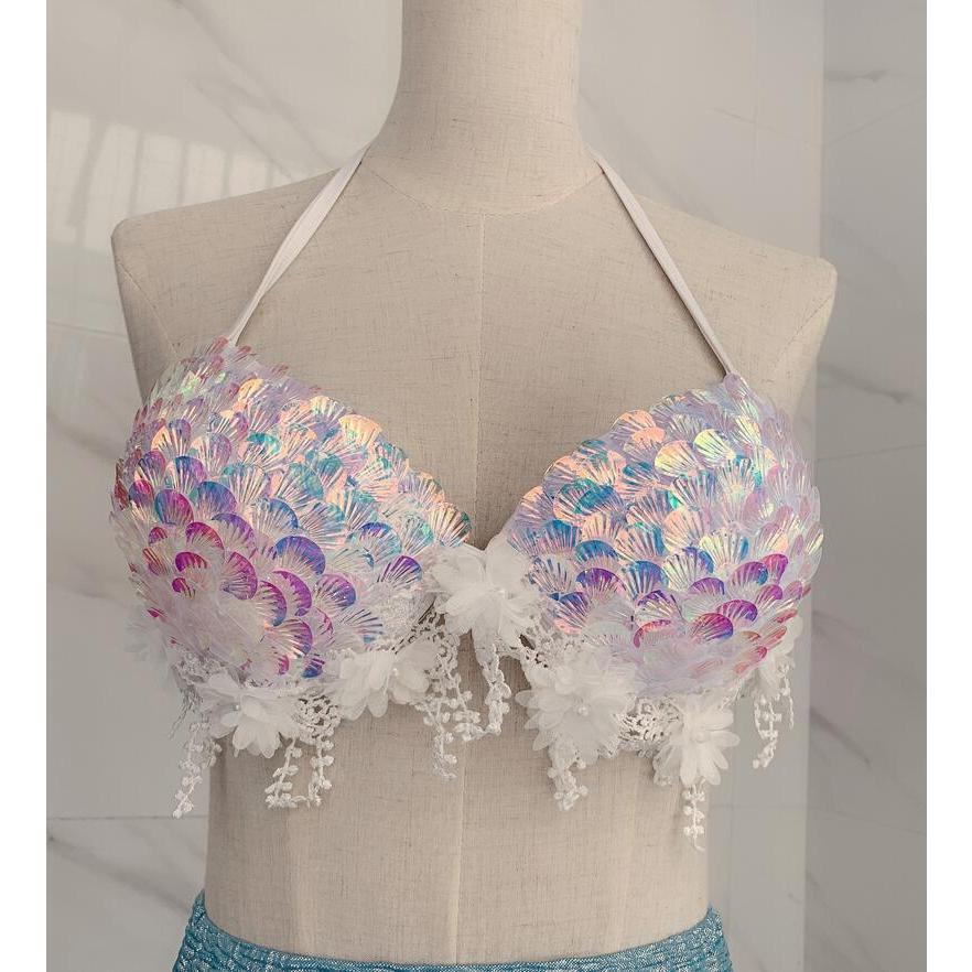 人魚姫 ビキニ 2点セット レディース セパレート 水着 貝殻 パール スパンコール きらきら グラデーション 水着 人魚姫 コスチューム 潜水 水族館 コスプレ ダン30%までに制限