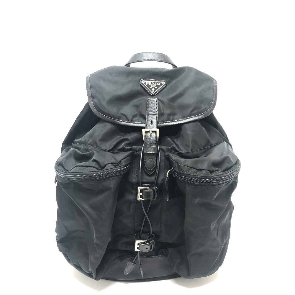 リュックサック Ｖ130 ダブルポケット バックパック リュック ナイロン ブラック