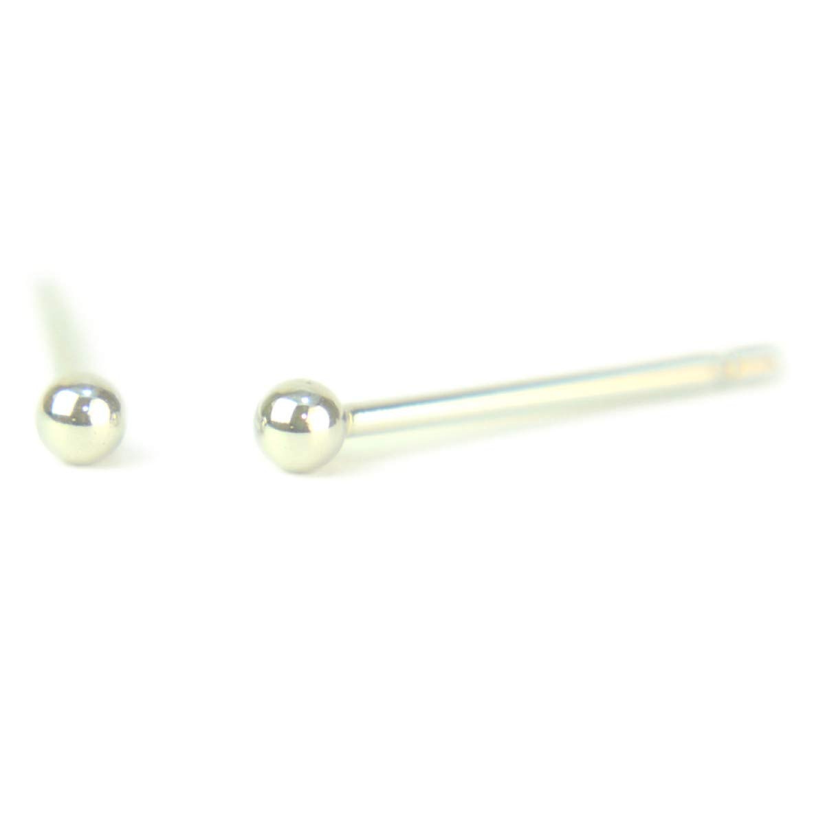 【プラチナピアス】 セカンドピアス 丸玉ピアス 2mm 軸太 Pt900プラチナ ピアス芯幅太長めタイプ 太さ0.8mm長さ12mm ダブルロックキャッチ大 1ペア両耳販売 ボールピアス yokomo