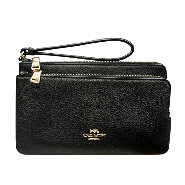 即発 正規品 アウトレット ダブル ジップ リストレット付 無地 ウォレット CU919 IMBLK【Original Wrapping】