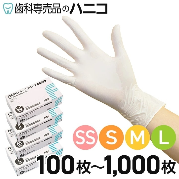 ベーシックグローブ ニトリル パウダーフリー ホワイト 1000枚 SS／S／M／L 医療機器 手袋 粉なし 当社ブランド