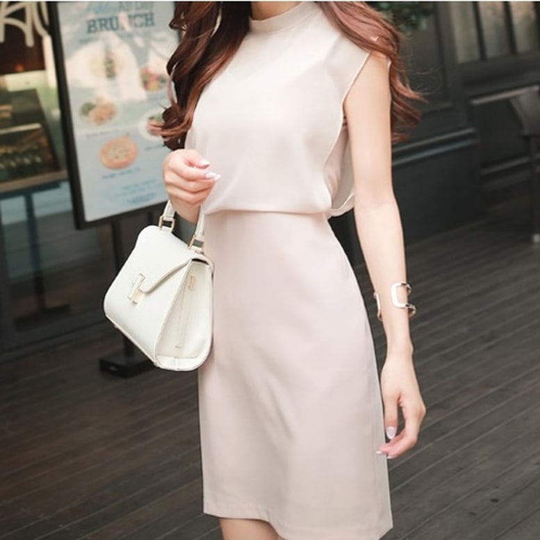 ワンピース レディース シフォンワンピース セパレート風 ショート丈 バックリボン フレンチスリーブ