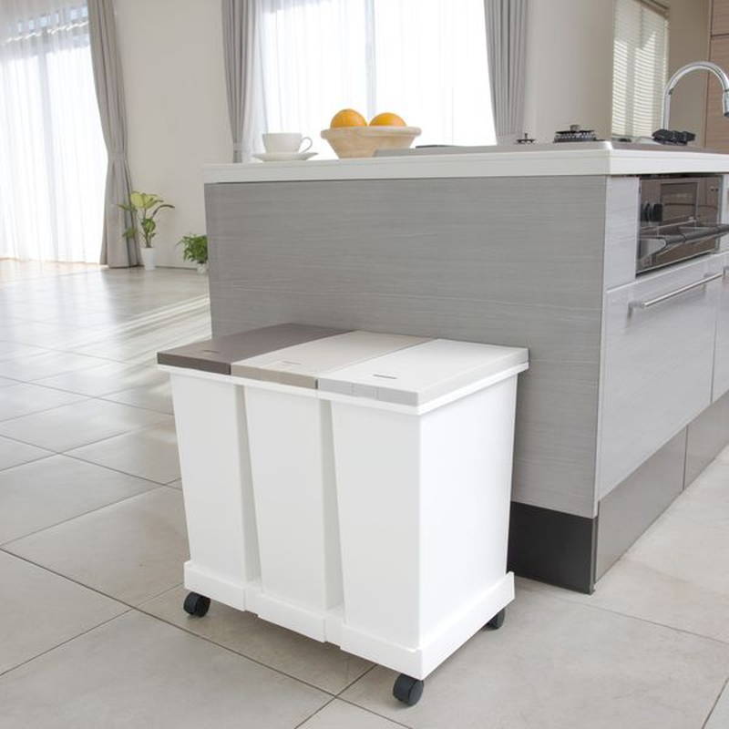 ダストボックス 20L 3個セット パッキン付き キャスター台座付き 分別ゴミ箱 資源ごみ 3分別 蓋付き ごみ箱 キッチンペール