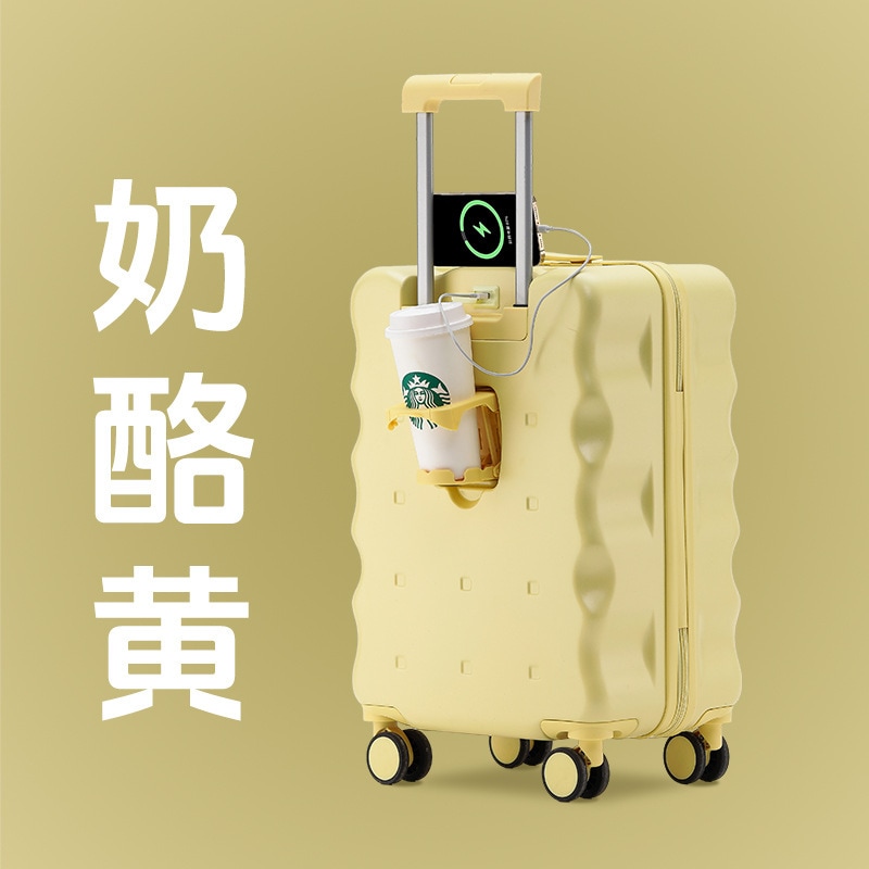 新しいポータブルビスケットスーツケース 20 インチ搭乗ケース 女性用 かわいい 軽量 旅行 24 インチ メンズ トロリー パスワードボックス