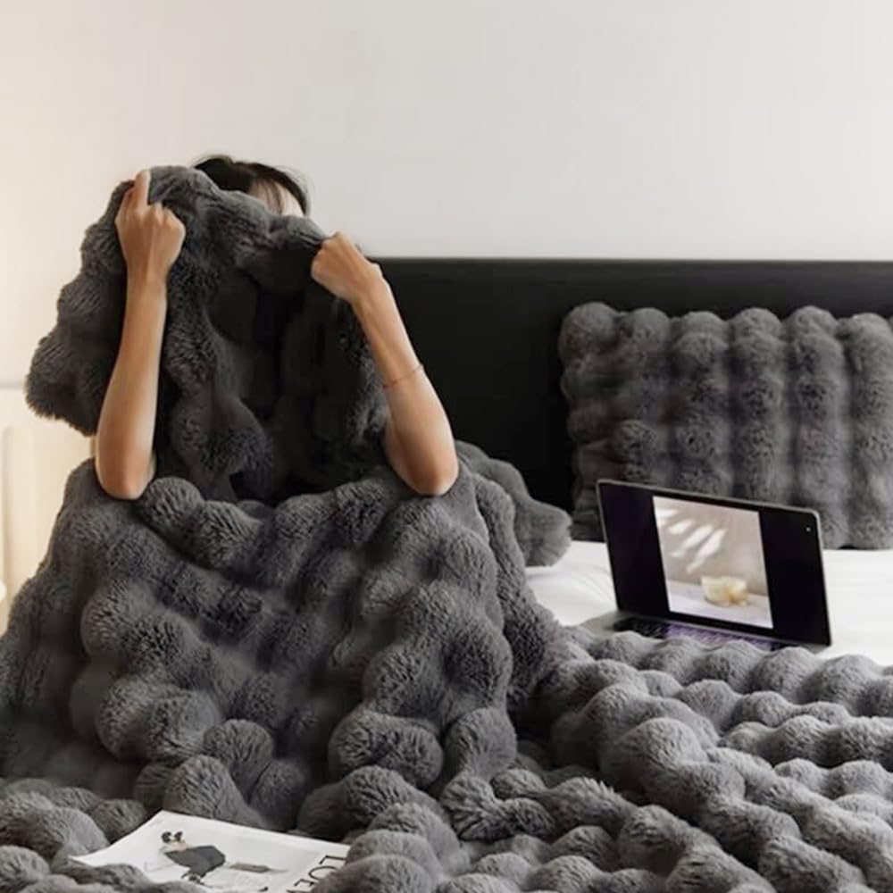 ふわとろ毛布 ブランケット ダブル ラビットファー調 二枚合わせ あったか ラグジュアリーウォーム 秋冬掛け 厚手 もこもこ 暖かい もうふ 毛抜けない 静電気防止 肌ふとん 柔らかく ふわふわ 冷え