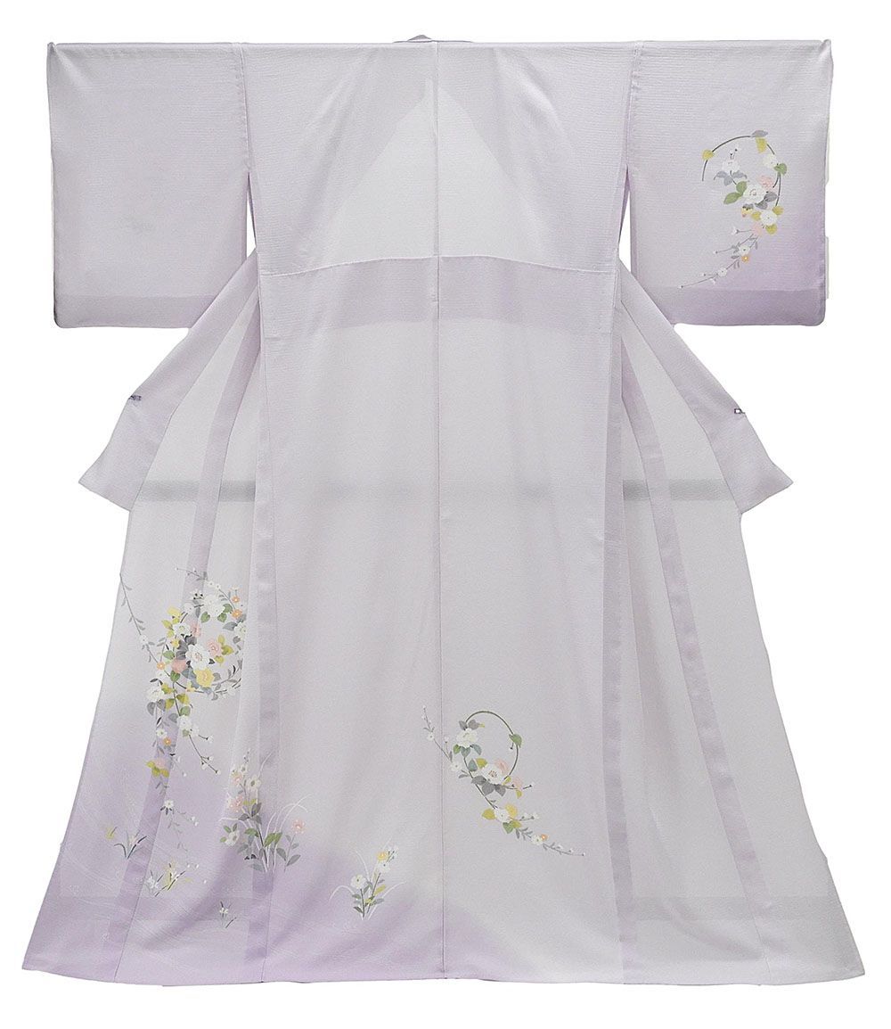 夏物 訪問着 新品仕立済 正絹 夏物 花模様 身丈164.5cm 裄丈68cm 絽訪問着 新品 仕立て上がり 着物 wb2344