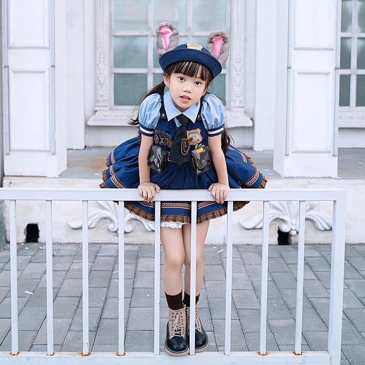 コスプレワンピース ウサギ警官 二次元 かわいい 全服 子供 春夏ワンピース ロリータ女の子プリンセス
