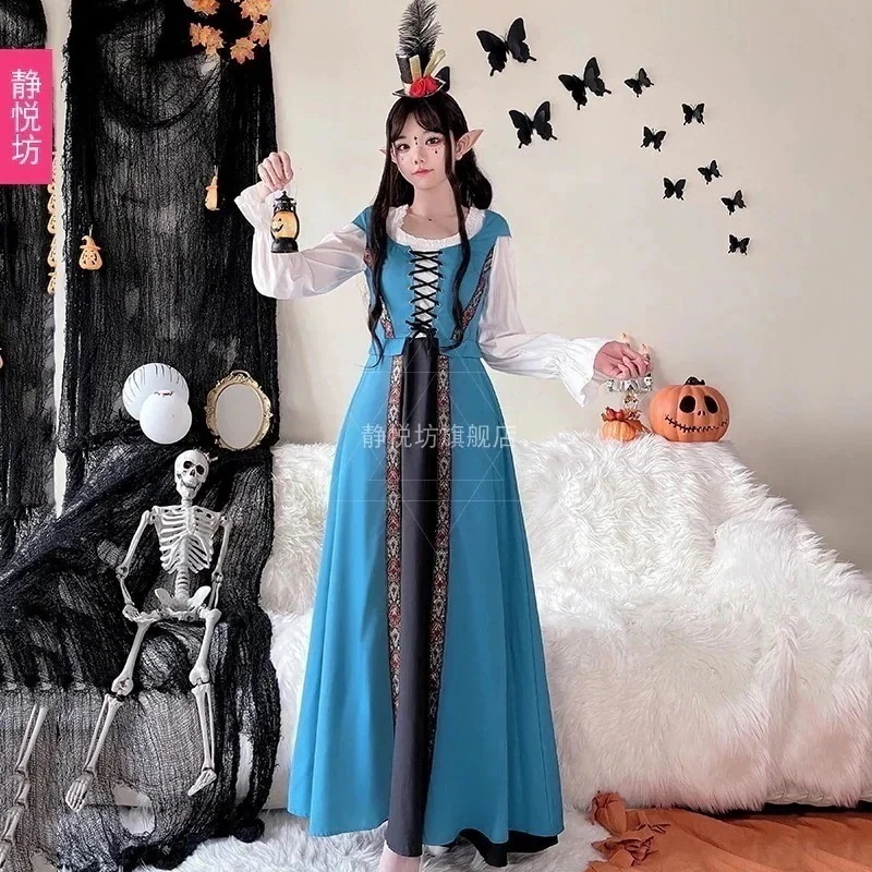 ボヘミアン 魔女 ドレス ハロウィン 大人用 コスプレ レトロ 牧歌風 スクールコス コスム