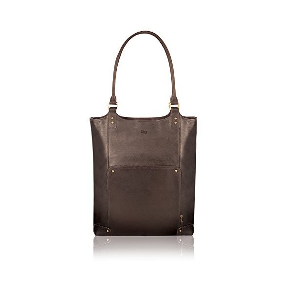 Solo Chambers 16 Inch Premium Leather Laptop Bucket Tote， Espresso 並行輸入品