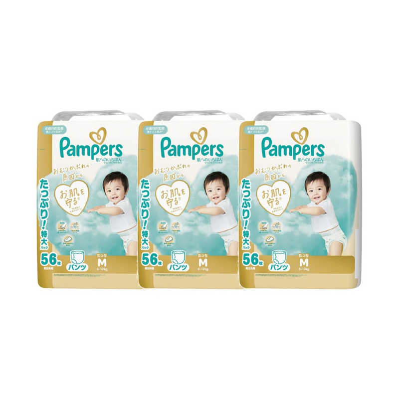P＆G　(ケース販売) パンパース 肌へのいちばんパンツ ウルトラジャンボMたっち(6-12kg) 56枚×3個　PMハダパンUJMTCS